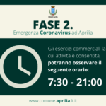 Comune di Aprilia: cibo e bevande da asporto dalle ore 7:30 alle ore 21:00.