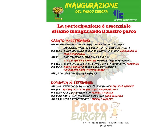 parco europa inaugurazione