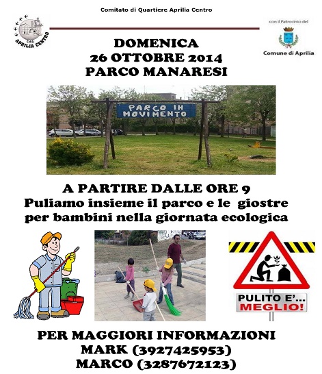 Locandina pulizia parco Manaresi