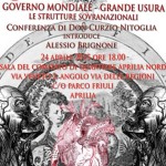 “Governo Mondiale- Grande Usura”, una conferenza per sensibilizzare