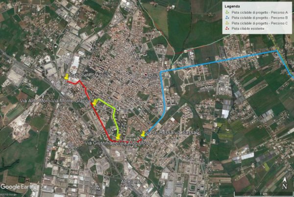 progetto pista ciclabile aprilia nettuno