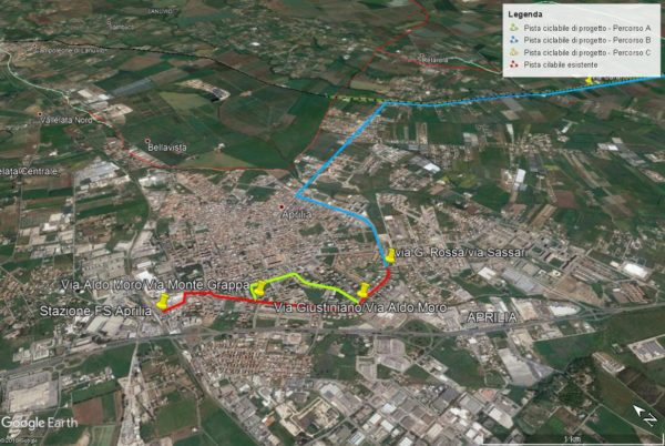 progetto pista ciclabile aprilia nettuno