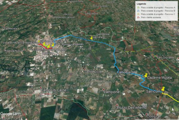 progetto pista ciclabile aprilia nettuno