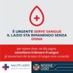 Regione Lazio: “È urgente serve sangue”.